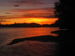 sunset at Carp Island Resort